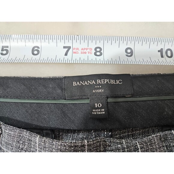 Banana Republic Pants Women's 10 Gray Avery Fit Plaid Slim Trousers Stretch - Picture 4 of 7